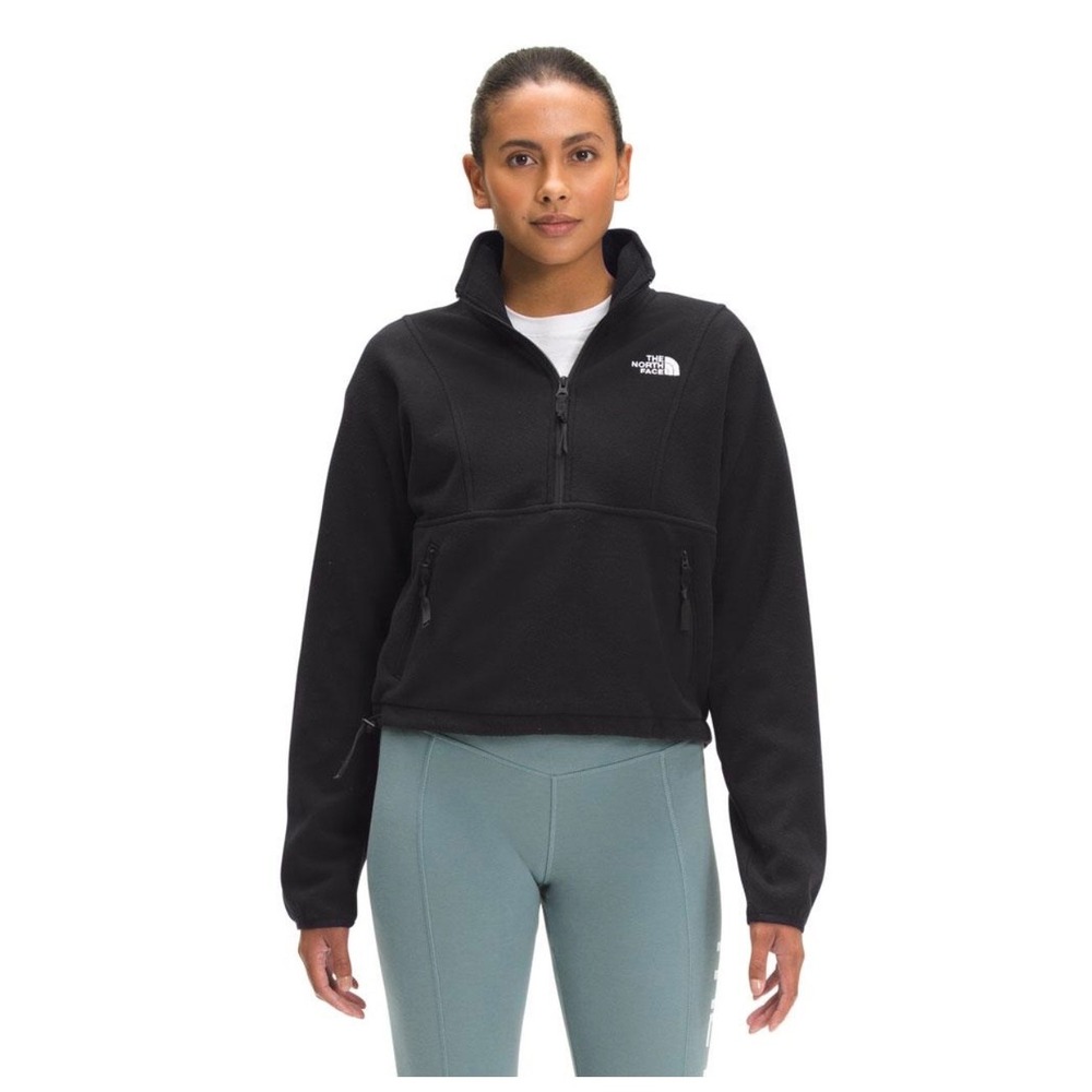 The North Face Womens TKA Glacier Quarter Zip Crop Fleece Pullover Black XS